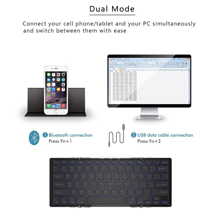 Portable Folding Aluminum Alloy Bluetooth Keyboard