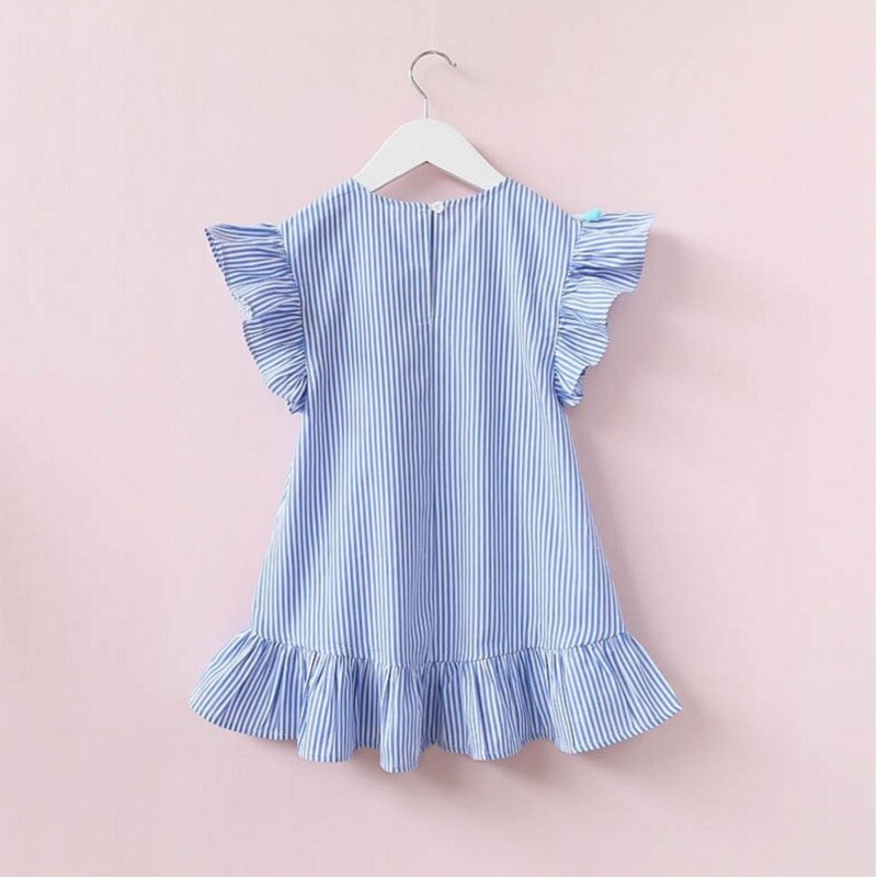 Family Matching Pompom Embroidered Striped Dress
