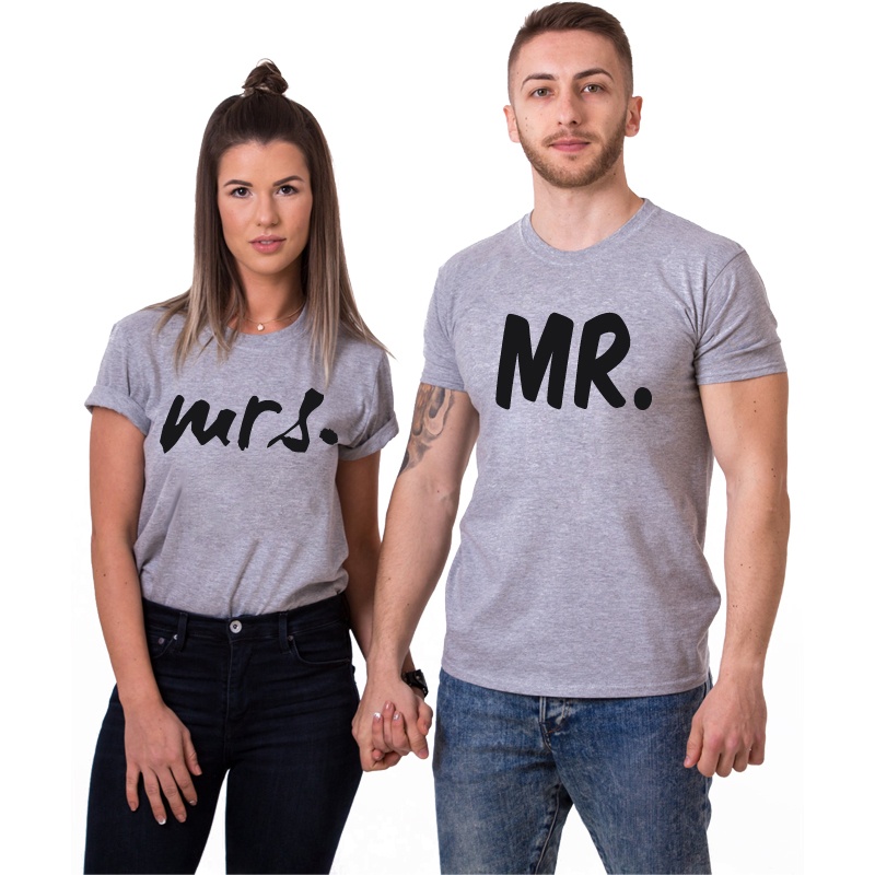 Mr. and Mrs. Printed Couple Matching T-Shirt