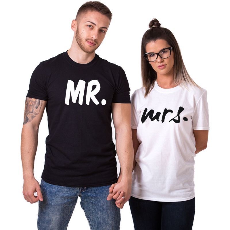 Mr. and Mrs. Printed Couple Matching T-Shirt