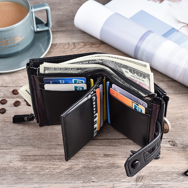 Men's Wallet with Double Zipper