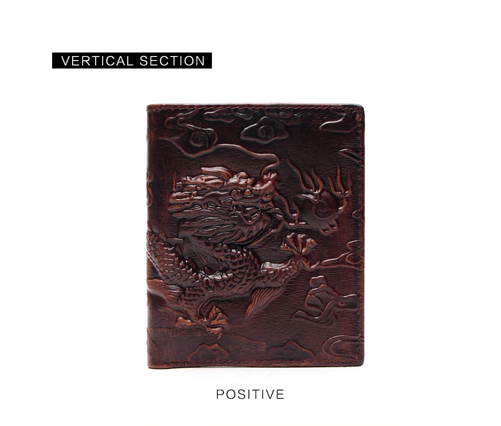 Chinese Dragon Patterned Genuine Leather Men's Wallet